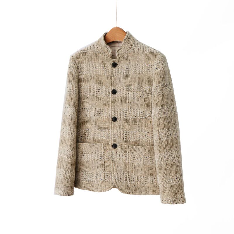 [Scottish Highlands Capsule Collection] 26 Autumn/Winter Collection: Elegant and understated wool tweed stand-collar blazer for women