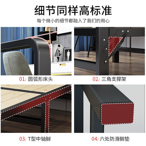 Pine wood folding bed metal portable installation-free folding bed rental room hospital escort cabin single iron bed hard bed