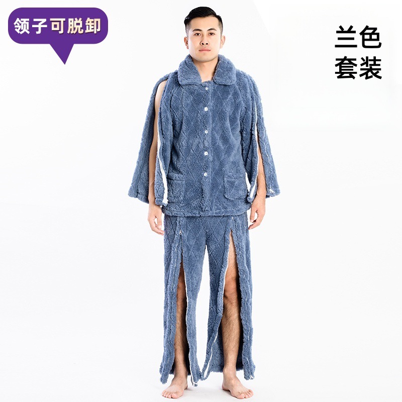 Men's shu cotton velvet blue suit