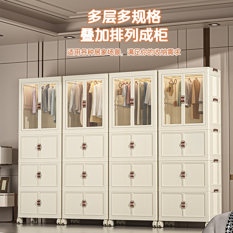 Armario para niños, armario para guardar ropa, no requiere instalación, se puede colgar, armario para guardar aperitivos de varias capas, caja de almacenamiento transparente plegable