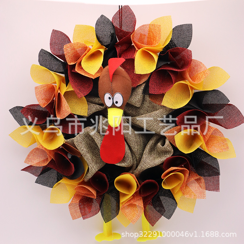 Placa de flores de Acción de Gracias Turquía patio puerta colgando decoraciones de Halloween