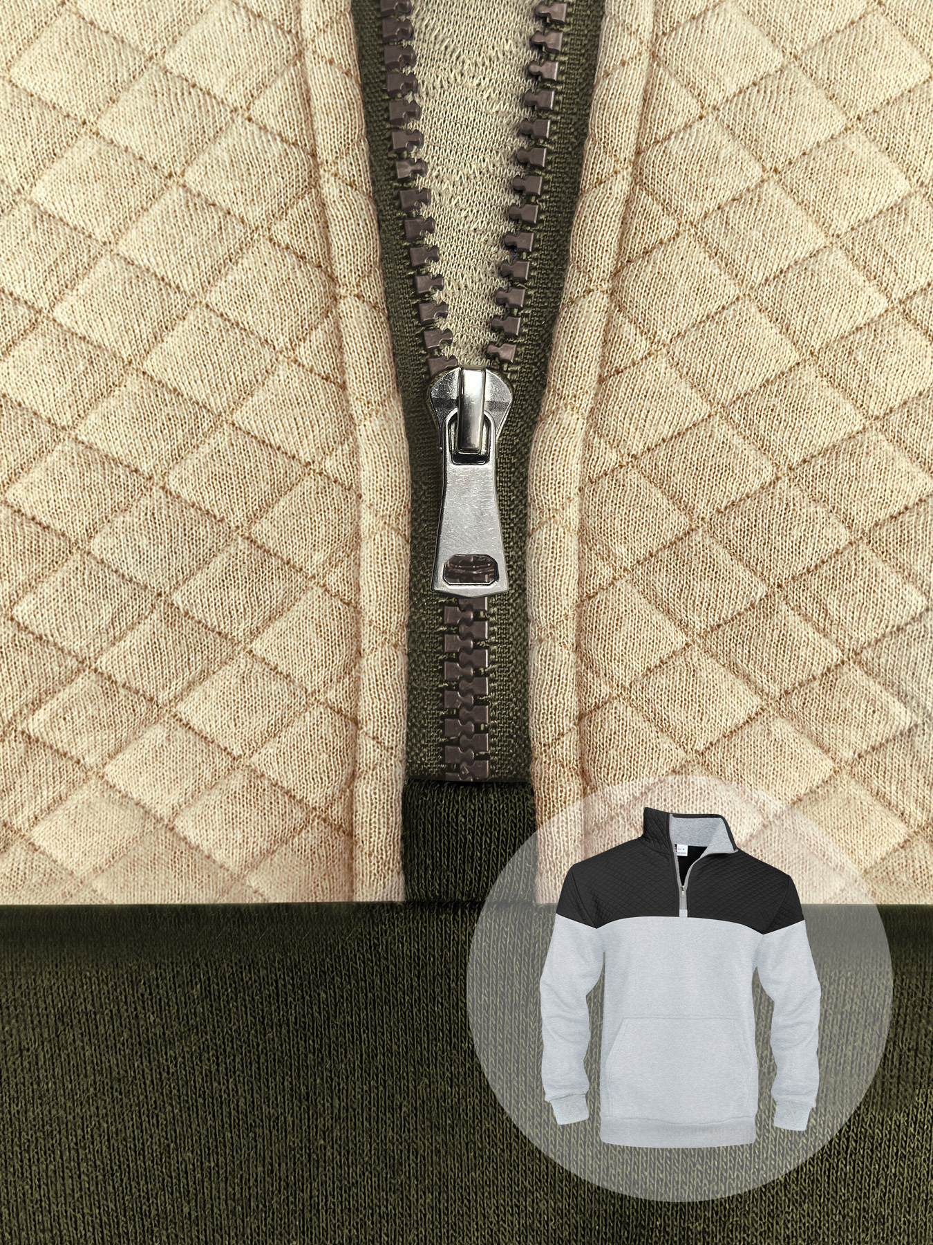 Sweatshirt Pour Homme À Col Montant Et Fermeture Éclair Gris_voghion.com