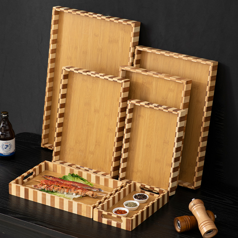 Environmentally Friendly Bamboo Multifunctional Tray, Outdoor Barbecue Side Dish Tray, Hotel Room Tea Tray, Snack and Dried Fruit Storage Tray