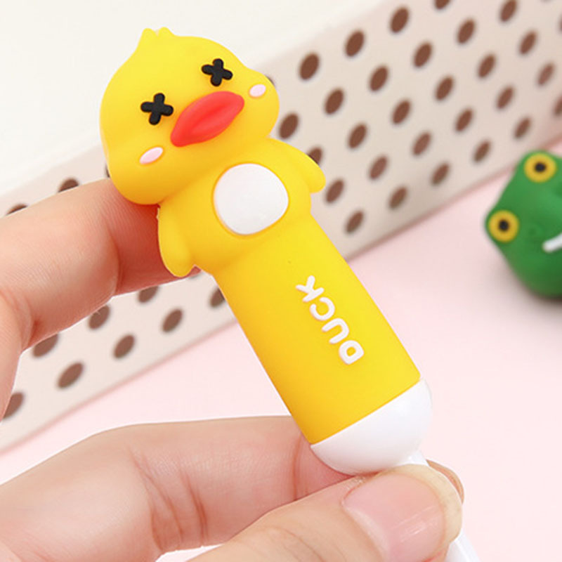 Estilo lindo mango de cepillo de dientes personalizado creativo dibujos animados pato amarillo unicornio niños suave cepillo de dientes manga fabricante