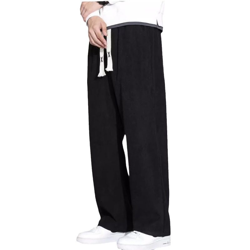 Pantalones de pana de los hombres de primavera y otoño invierno drapeado suelto pantalones de chándal rectos pantalones de pierna ancha pantalones casuales deportivos