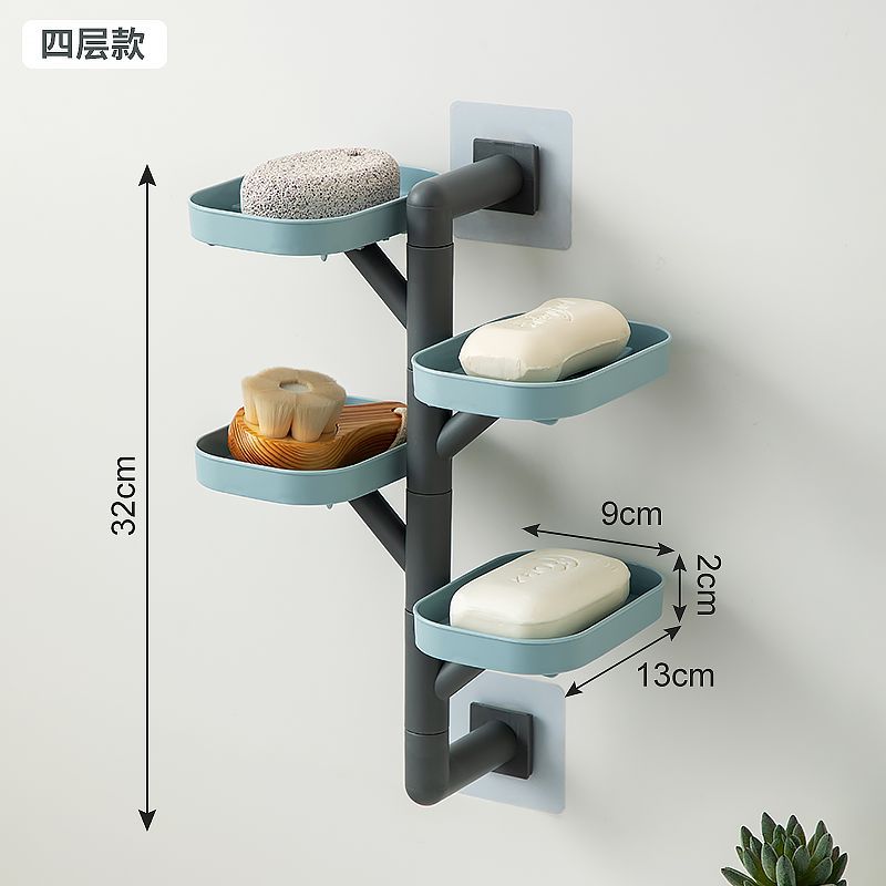 Caja de jabón colgada en la pared para inodoro giratorio drenaje de agua sin perforación de perforación de jabon multicapa colgada en la pared