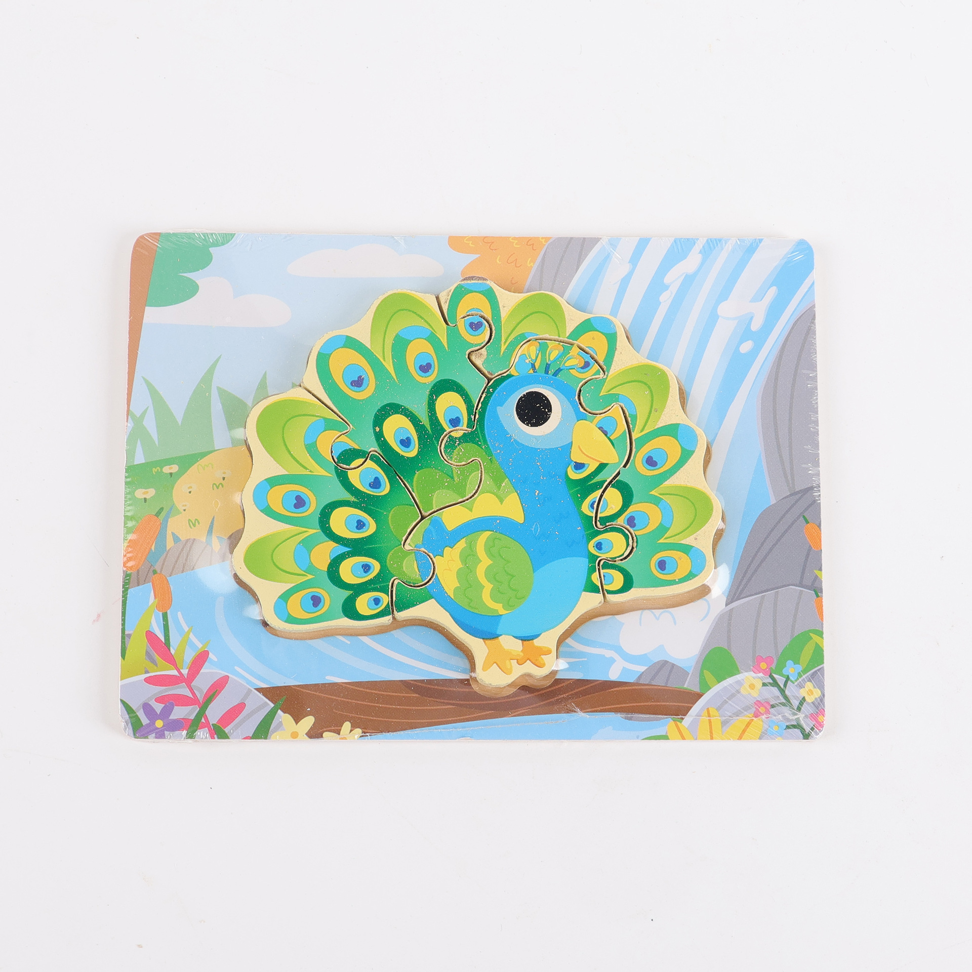 Puzzle de madera plano pequeño puzzle infantil juguetes de dibujos animados animales de tráfico cognitivo bloque al por mayor