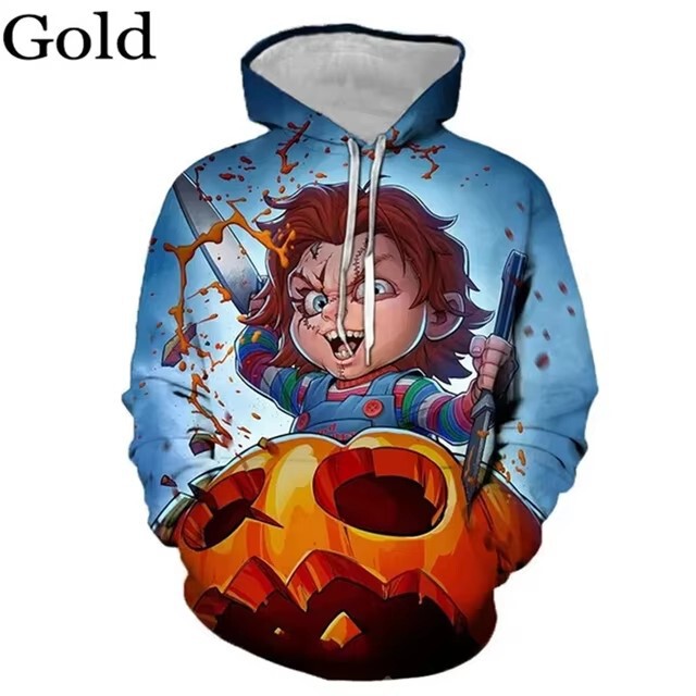 Hot Sale Chachi Movie Bride Pattern 3D Printing Sweatshirt Masked Men's Sweatshirt 2024 Cross-border Explosions