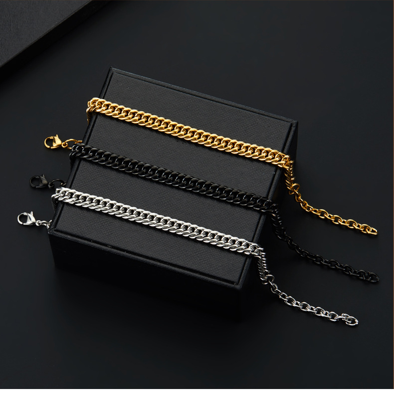 14g Weight Bracelets Classification 304 Stainless Steel Chain Material 1 Piece Quantity Holiday, Daily, Street Occasion 304 Stainless Steel Material Geometric Pattern Men's Gender Plating Design Punk Style Punk Geometric 304 Stainless Steel Plating Men's Bracelets Men's Chain Bracelets 10
