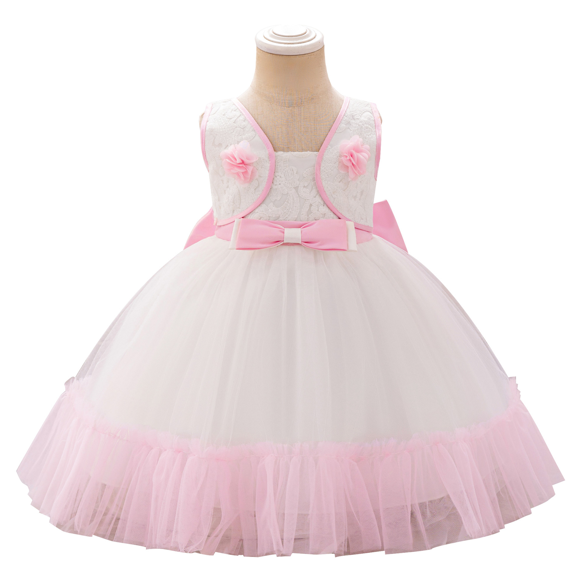 Baby dress nuevo vestido infantil de comercio exterior pompón vestido vestido de princesa de flores con lazo vestido de año nuevo image 6