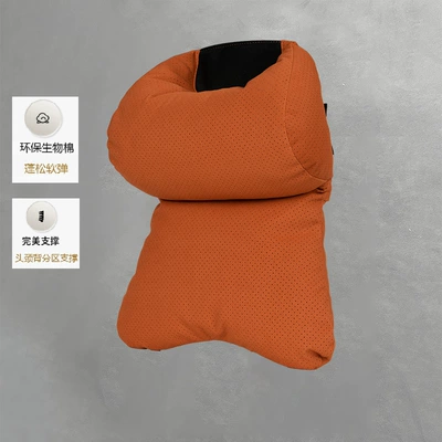 Car roof lining Lumbar Support Set, Double-Layer Decompression - 1-headrest-double-pressure-relief-cognac-brown-breathable-hole
