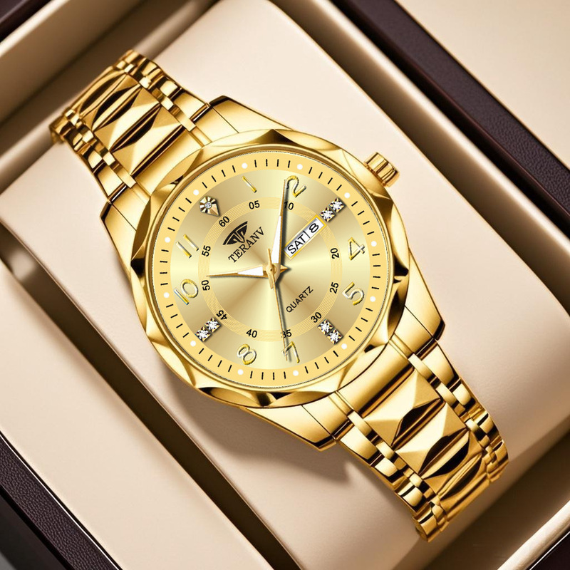 Rhombus Men's Foreign Trade Explosions Business Digital Watch Double Calendar Chinese and English Luminous Waterproof Steel Band Non-mechanical Watch Rhombus Men's Foreign Trade Explosions Business Digital Watch Double Calendar Chinese and English Luminous Waterproof Steel Band Non-mechanical Watch