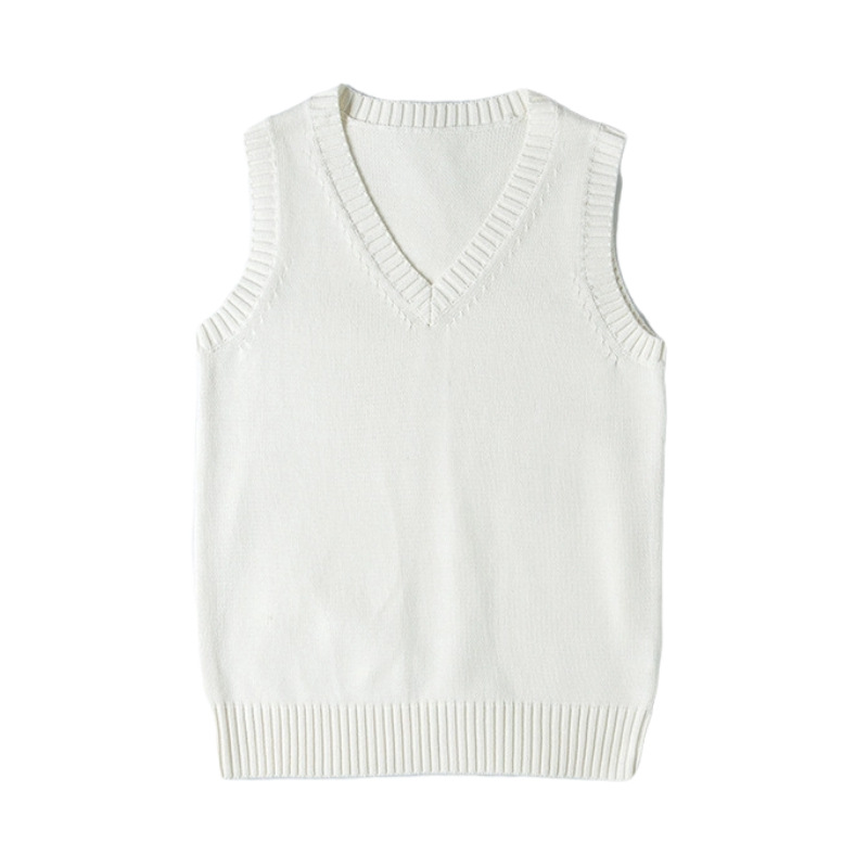 (2개) 재고 봄과 가을 느슨한 니트 올 매치 여자 V 넥 조끼 일본 스타일 영국 아카데미 스타일 JK 유니폼