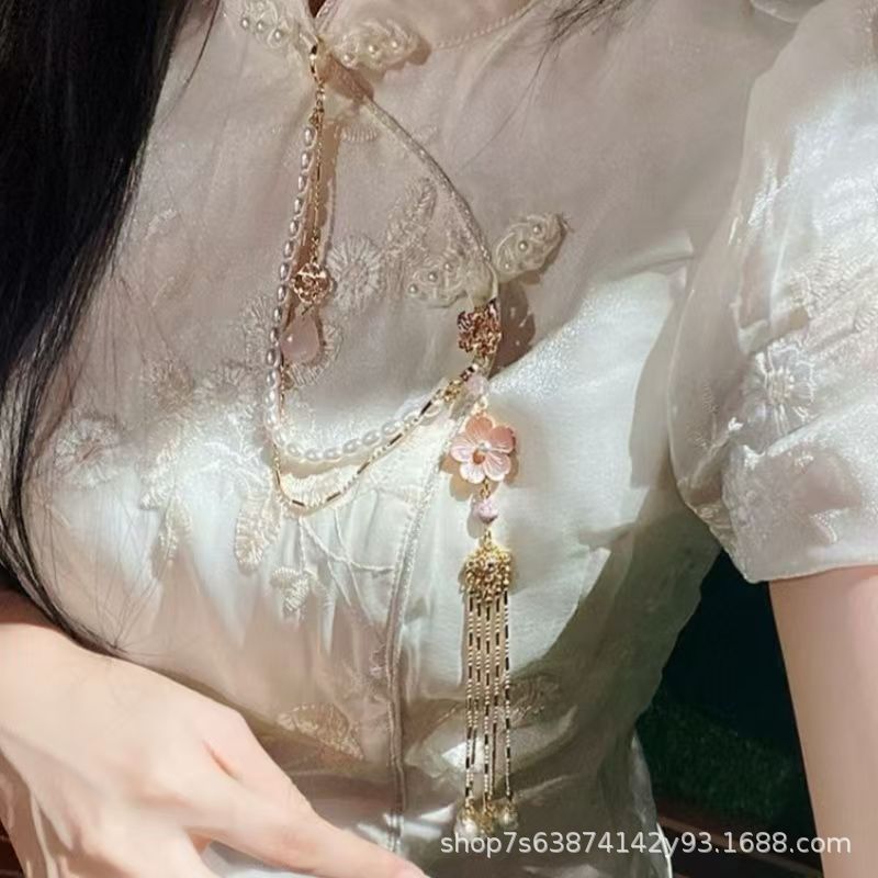 New Chinese Cheongsam Flap Antique Elegant Elegant Brooch National Fashion All-match Decorations Imitation Pearl Flap Pendant