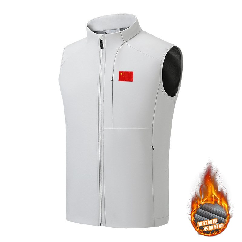 Chinese team vest autumn and winter fleece-lined warm vest winter training sports leisure sleeveless coat soft shell training vest