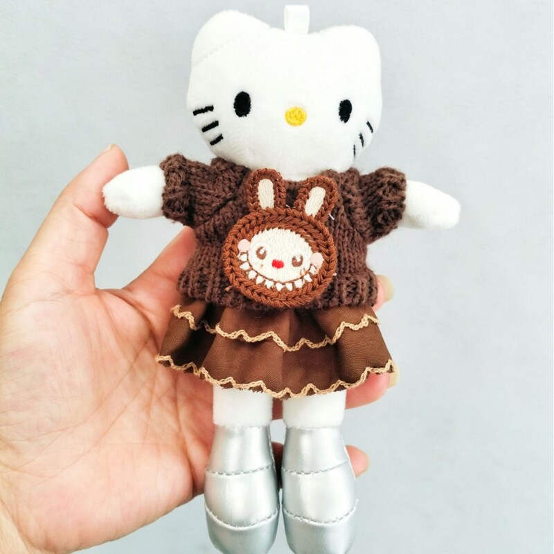 Cute Hello Kitty Coffee-Colored Sweater Dress Cotton Doll Labubu Dress-Up Trendy Toy Doll Clothes Cute Hello Kitty Coffee-Colored Sweater Dress Cotton Doll Labubu Dress-Up Trendy Toy Doll Clothes