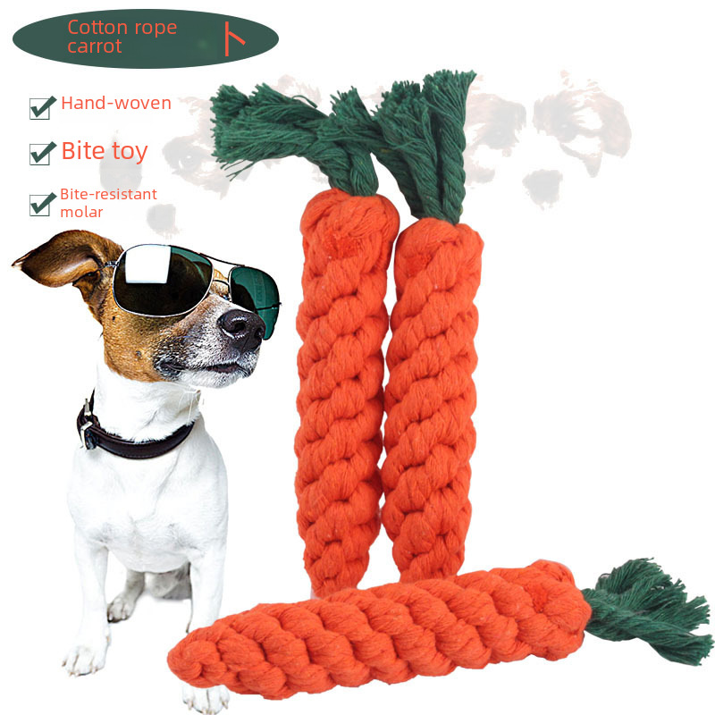 Pet Toys, Pet Dog Chewing and Grinding Toys Carrot, Cotton Rope Woven Grinding Cotton Rope Pet Supplies