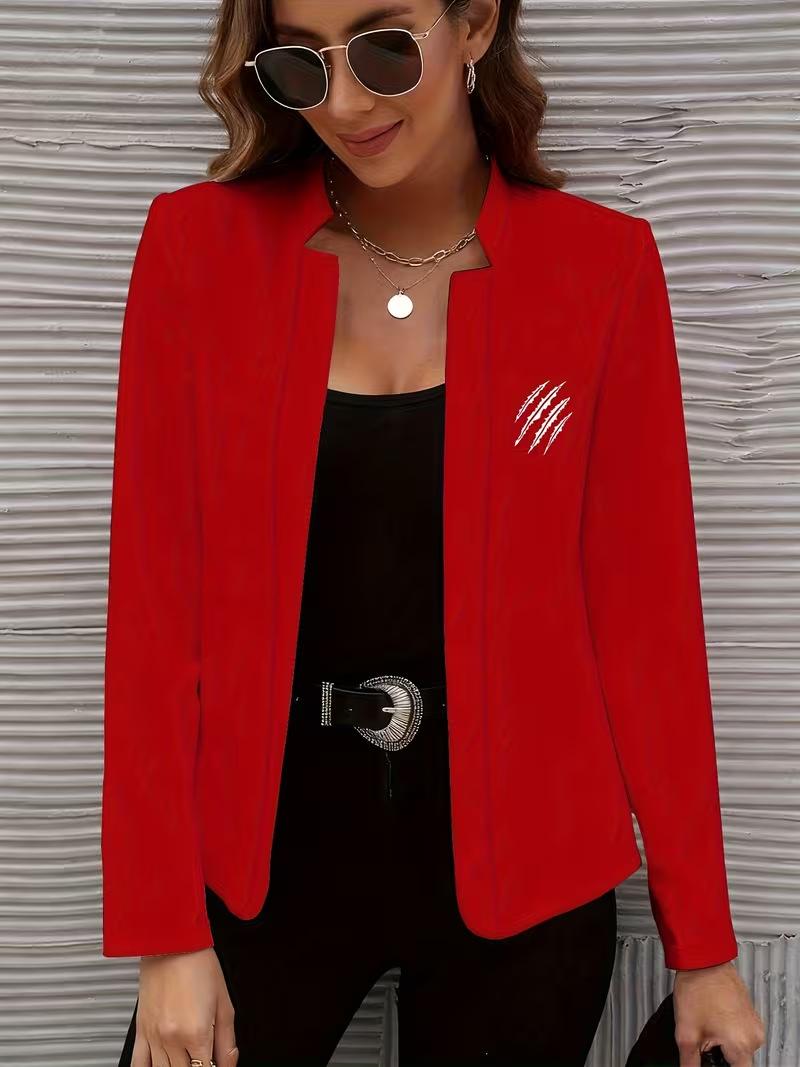 Women's Slim Fit Long Sleeve Cardigan Blazer European American Style Casual Autumn Fashion Print Coat 9001_ecoleips.com