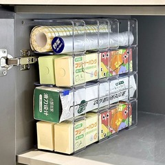 保鲜膜收纳架厨房橱柜抽屉式保鲜袋装调料杂物置物架分层收纳神器