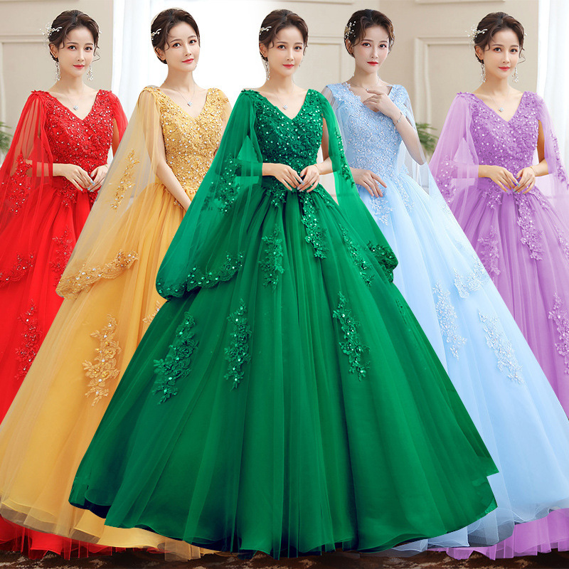 Colorful Gauze Annual Meeting Evening Dress Host Performance Student Vocal Solo Art Test Clothing Tutu Skirt Long Dress Colorful Gauze Annual Meeting Evening Dress Host Performance Student Vocal Solo Art Test Clothing Tutu Skirt Long Dress