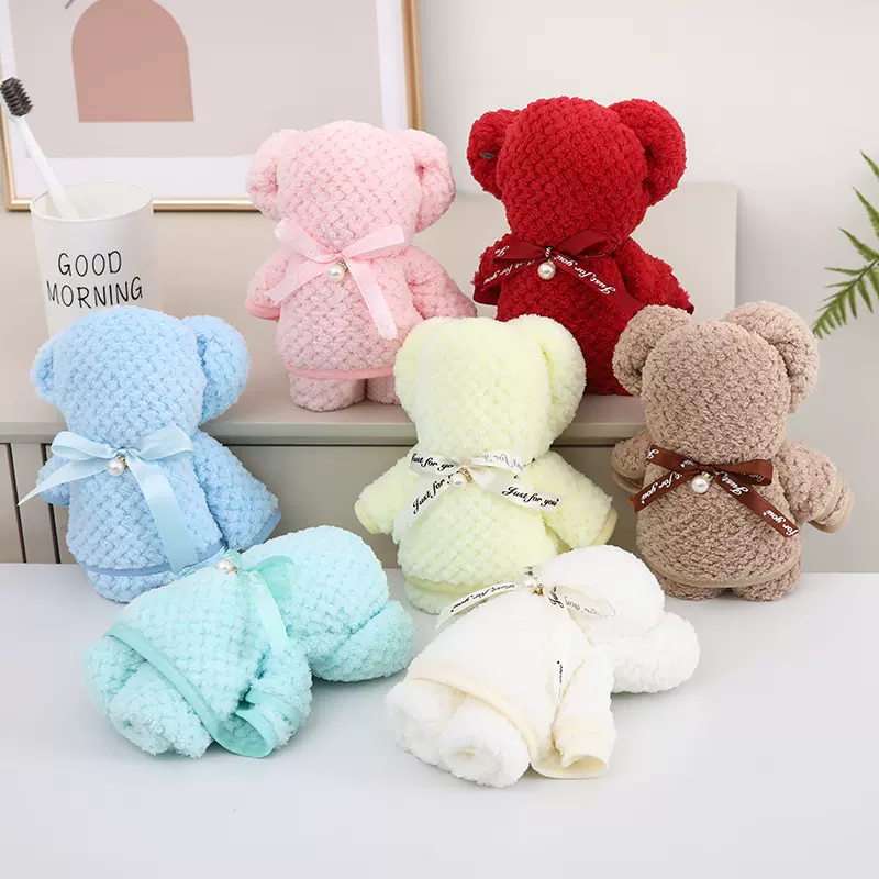 小熊毛巾批发  伴手礼结婚回礼菠萝格毛巾熊喜铺婚庆节日生日礼品