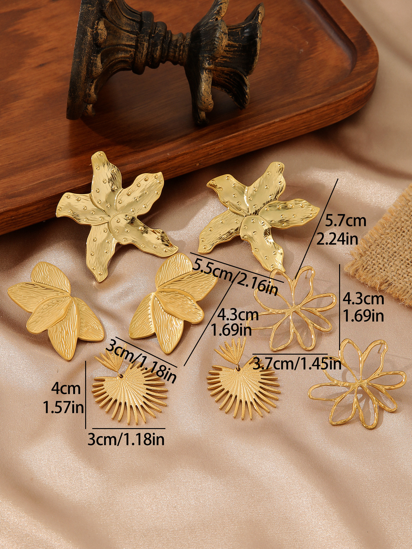 Titanium Steel Ear Needle Material Drop Earrings, Ear Studs Classification 1 Pair IG Style Simple Style Flower Plating Titanium Steel Drop Earrings Ear Studs