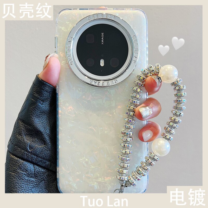 For Huawei mate70pro New Phone Case Fantasy Shell Pattern Pura70 Rhinestone Lanyard Glory Magic7