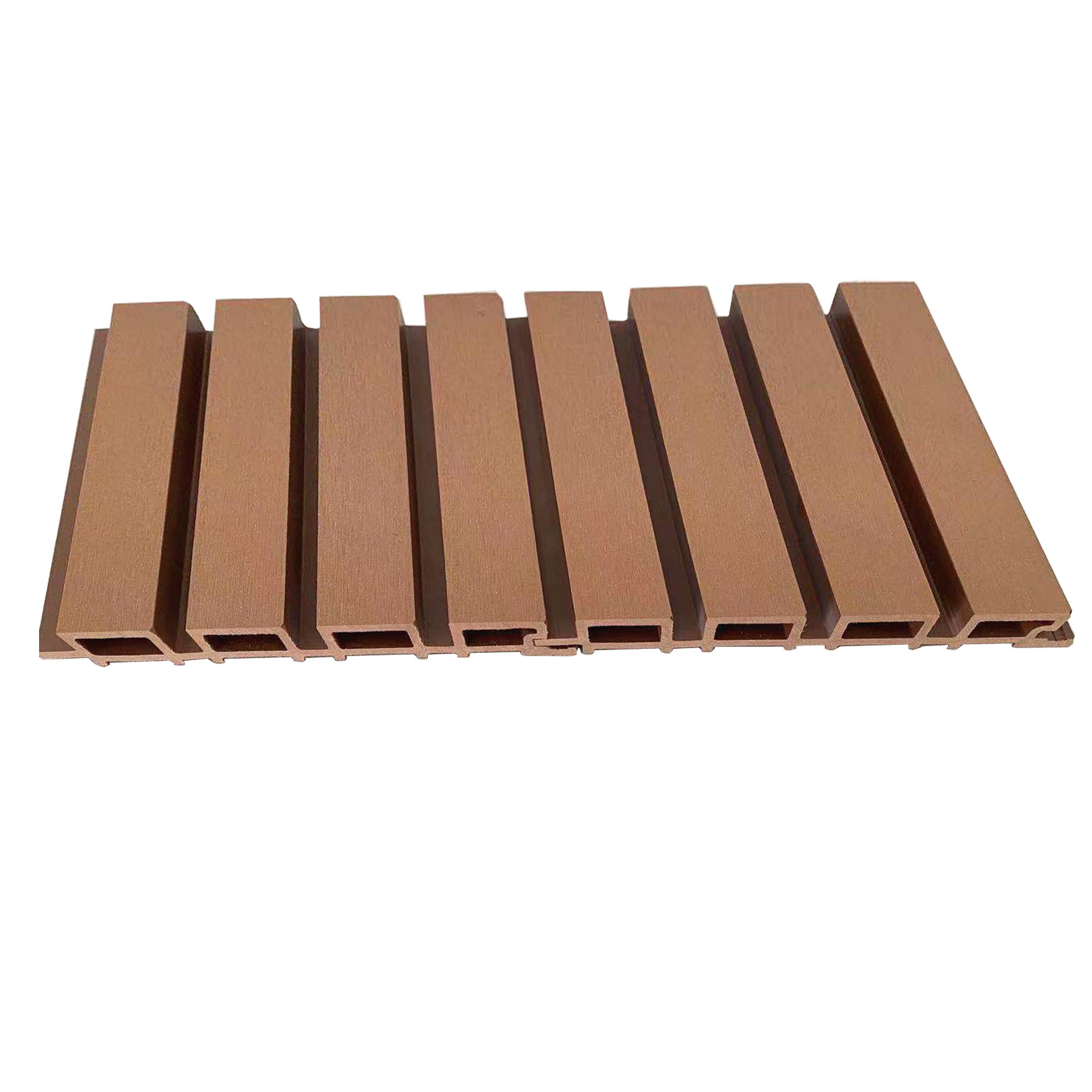 Panel de pared de placa de la Gran Muralla de plástico 219*26 de madera al aire libre de PE de instalación rápida Placa de rejilla de madera de plástico coextruido de segunda generación