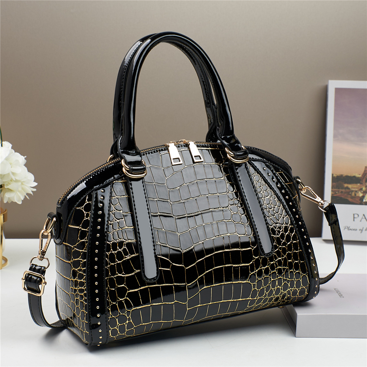 Bolso de Mujer de Comercio Exterior del Fabricante, Modelo Nuevo 2025, Bolso de Mano Estilo Coreano, Texturizado, de Un Solo Hombro, Brillante, Bandolera, Moda Femenina