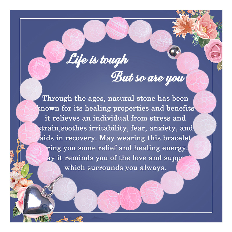 Fashion Heart Shape natural stone Agate Beaded Bracelets 1 Piece