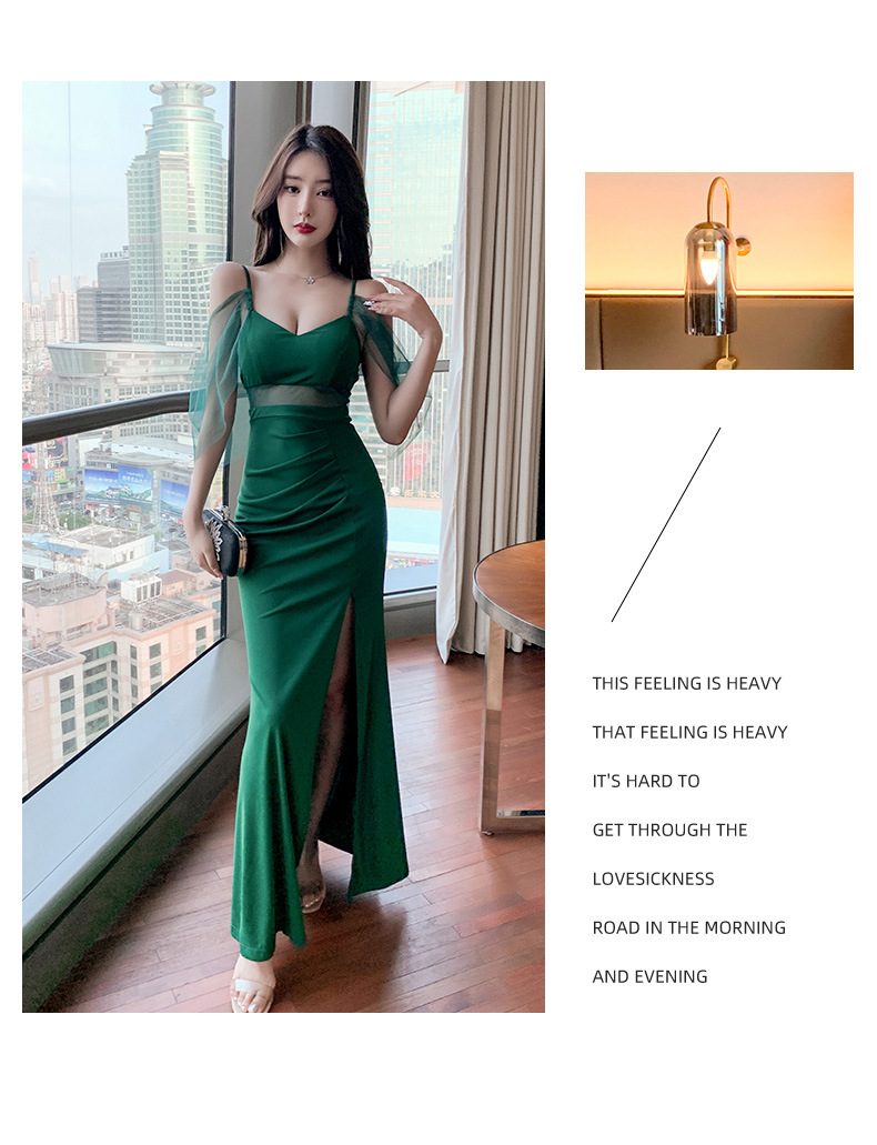 5300女装性感低胸一字肩连衣裙紧身长裙礼服夜场风中长裙-阿里巴巴