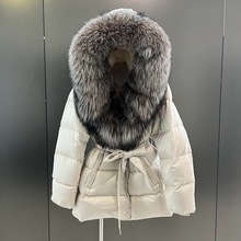 欧货2025新款狐狸毛领加厚羽绒服女中长款宽松收腰高端皮草外套女