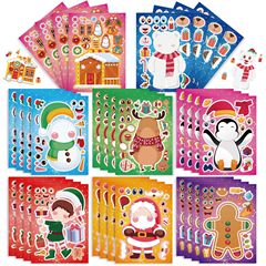 Cm2306017クロスボーダー子供かわいい漫画サンタクロースdiy雪だるまパズル手帳漫画装飾ステッカー
