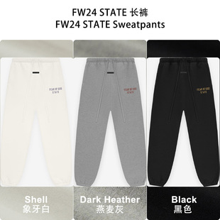 2024Fw Pants State Pull-Print Essentials Trendy Brand Fleece-Lined Sweatpants Cross-Border