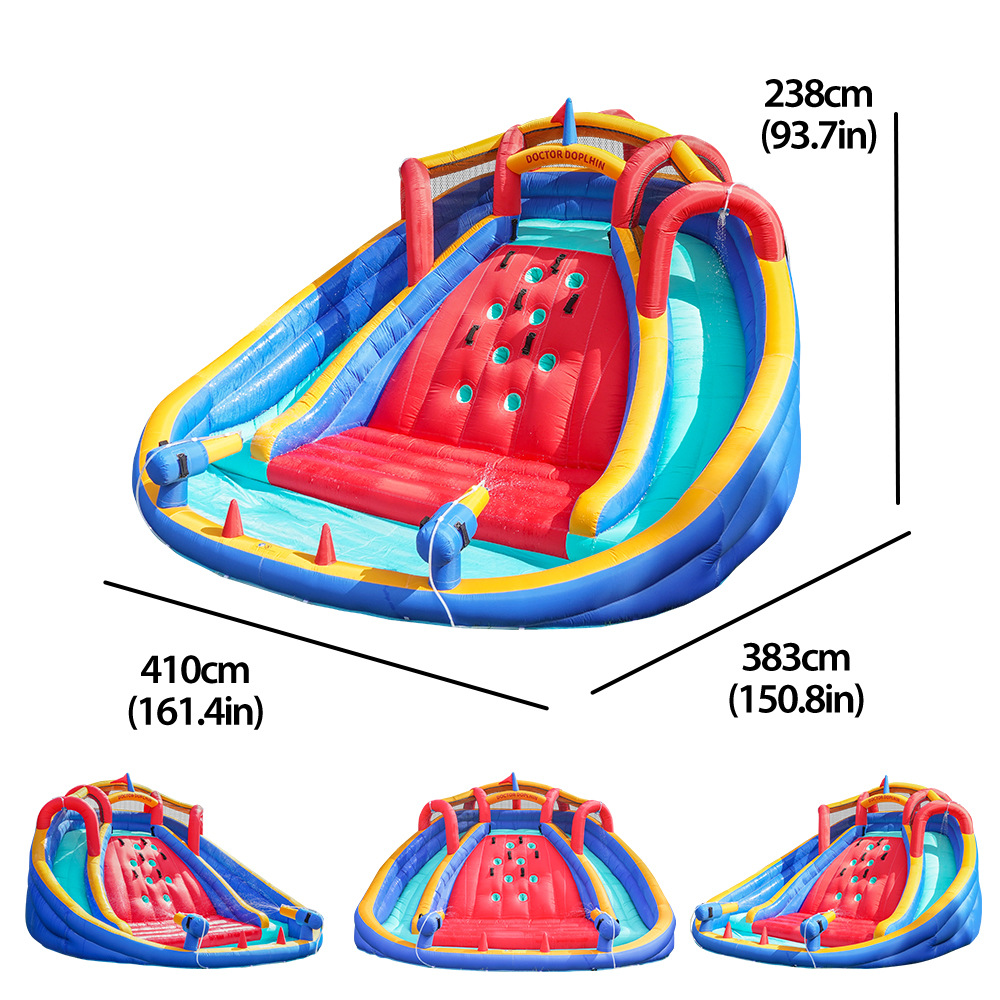 Castillo Acuático Inflable para Niños Doctor Dolphin, Tobogán, Trampolín, Juguete para Fiestas en Interiores y Exteriores, Castillo Acuático para el Hogar