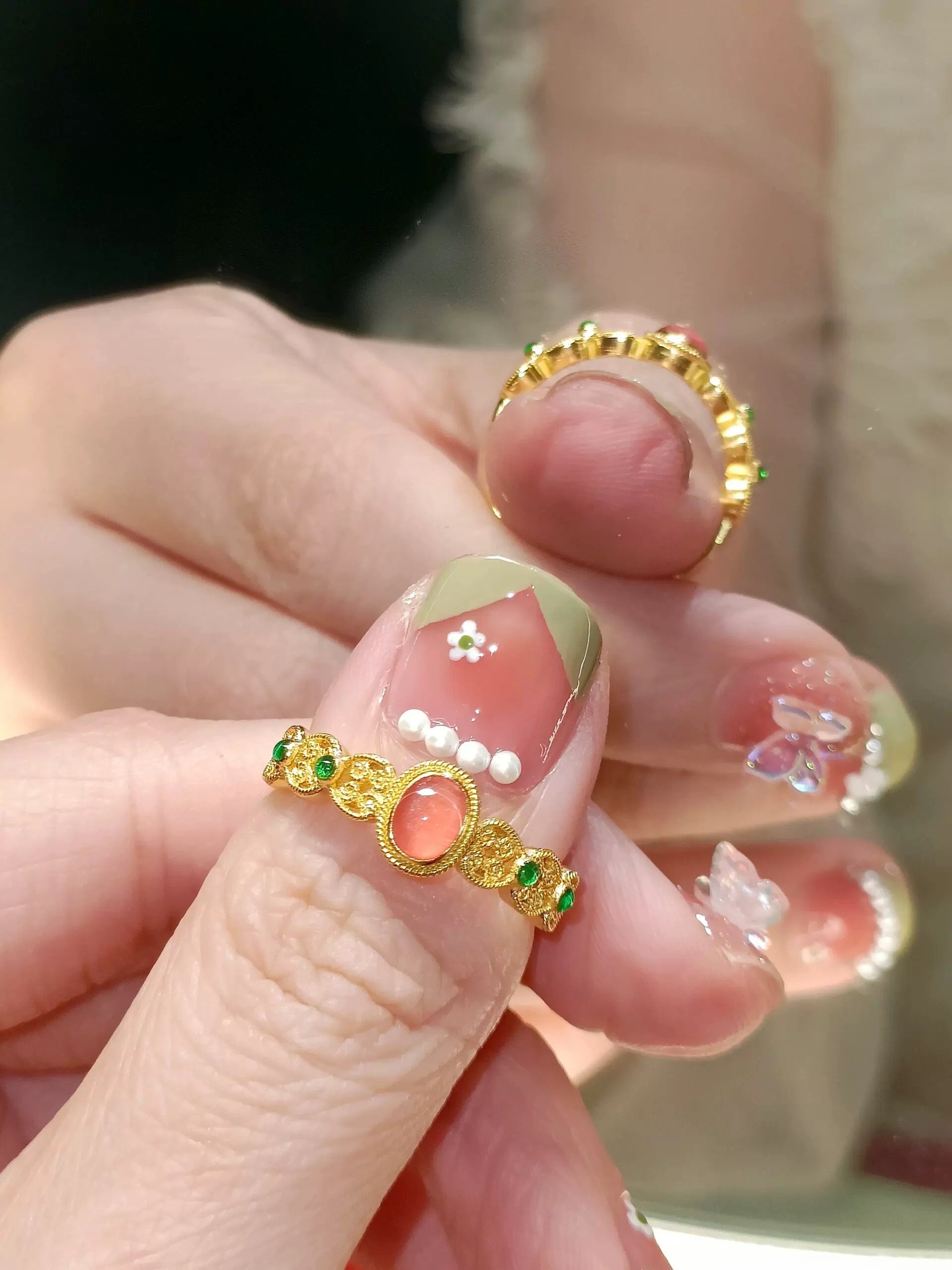 Bague de luxe en soie pour palais du Vietnam, fleur de vent, sable doré, phénix, hibiscus, petit palais, pinson, anneau léger, bijoux de bouche_voghion.com