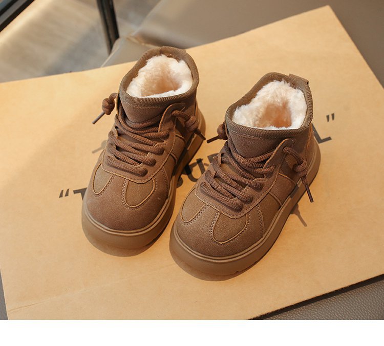 Girls' Snow Boots 2025 Winter New Children's Cotton Shoes Kapibara Big Toe Fleece Lined Thickened Parent-Child Loafers_voghion.com