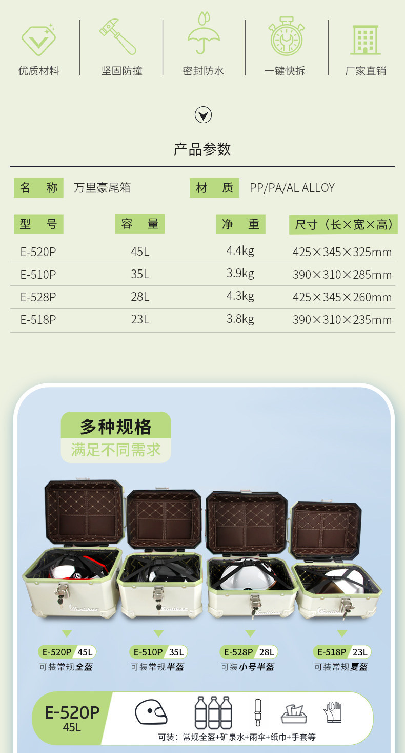 Wanlihao Qianjiang Fino 125/Dino 150 motorcycle tail box, electric vehicle trunk, non-aluminum alloy tail box