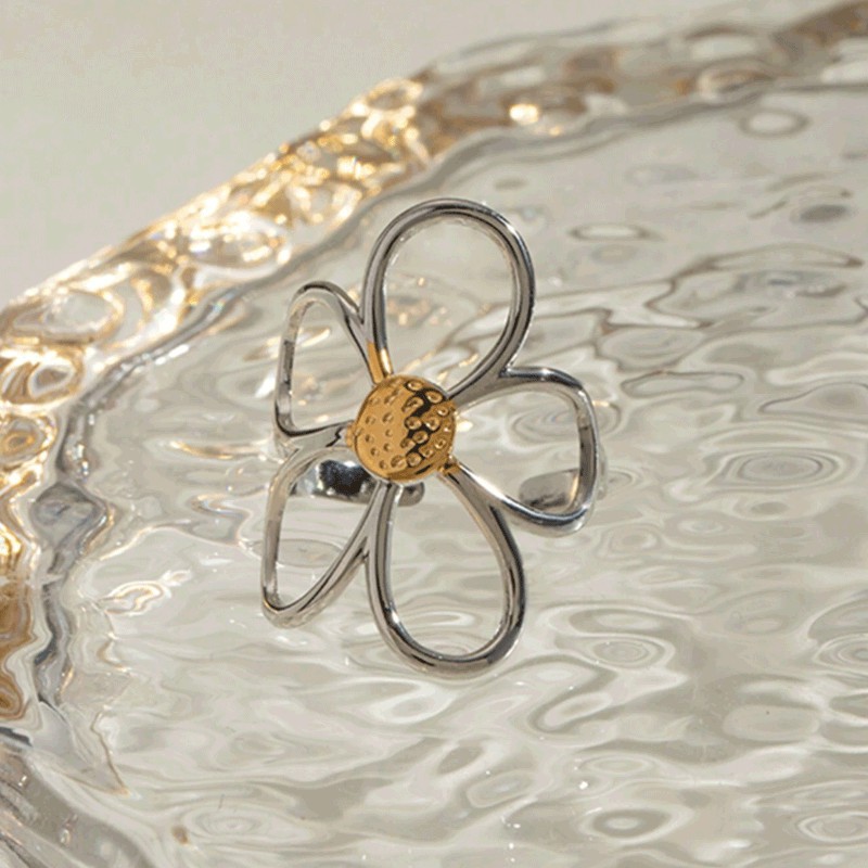 golden high quality asymmetrical glossy ring stainless steel