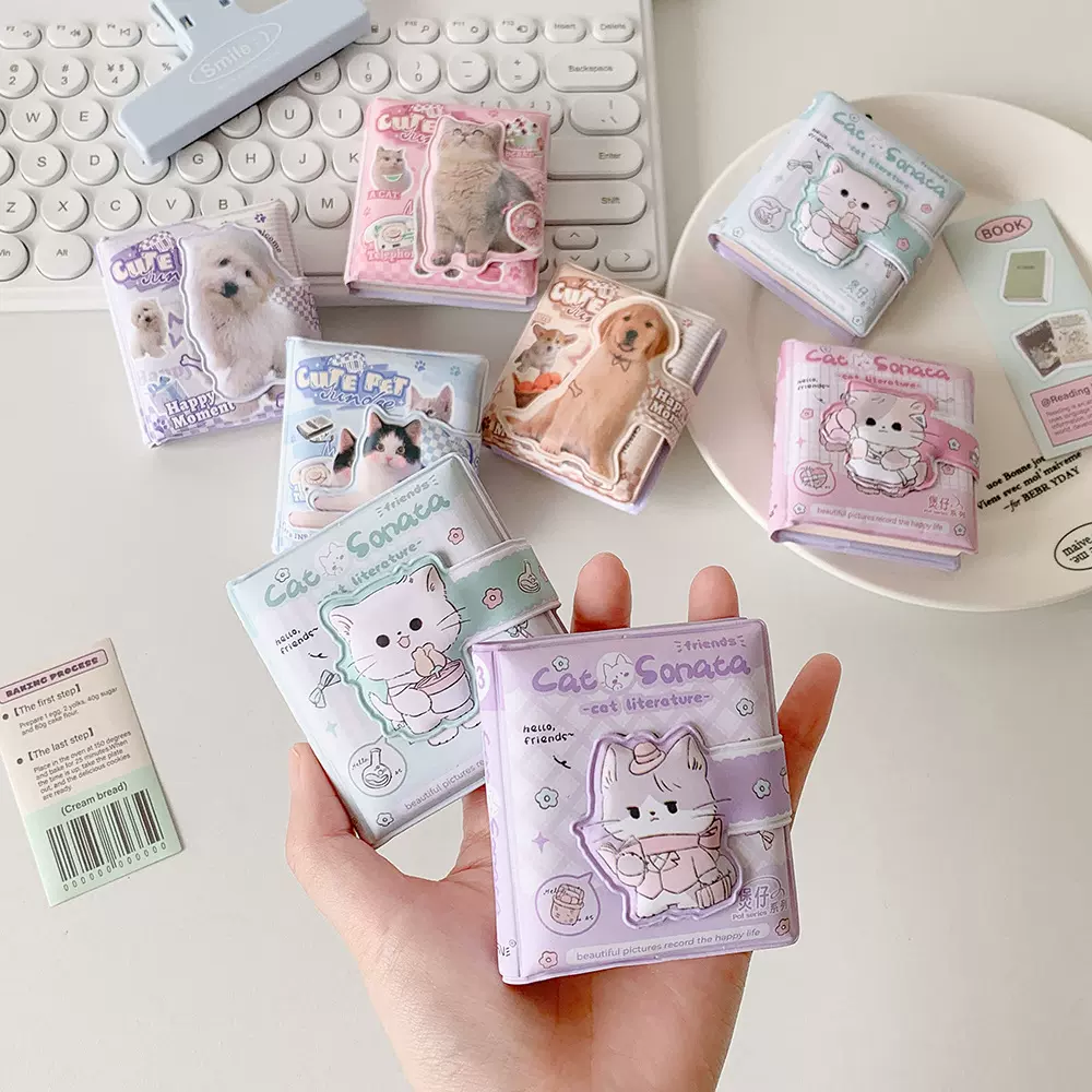 卡通猫咪狗狗萌宠笔记本磁吸搭扣记录本少女口袋便携便签本礼物本