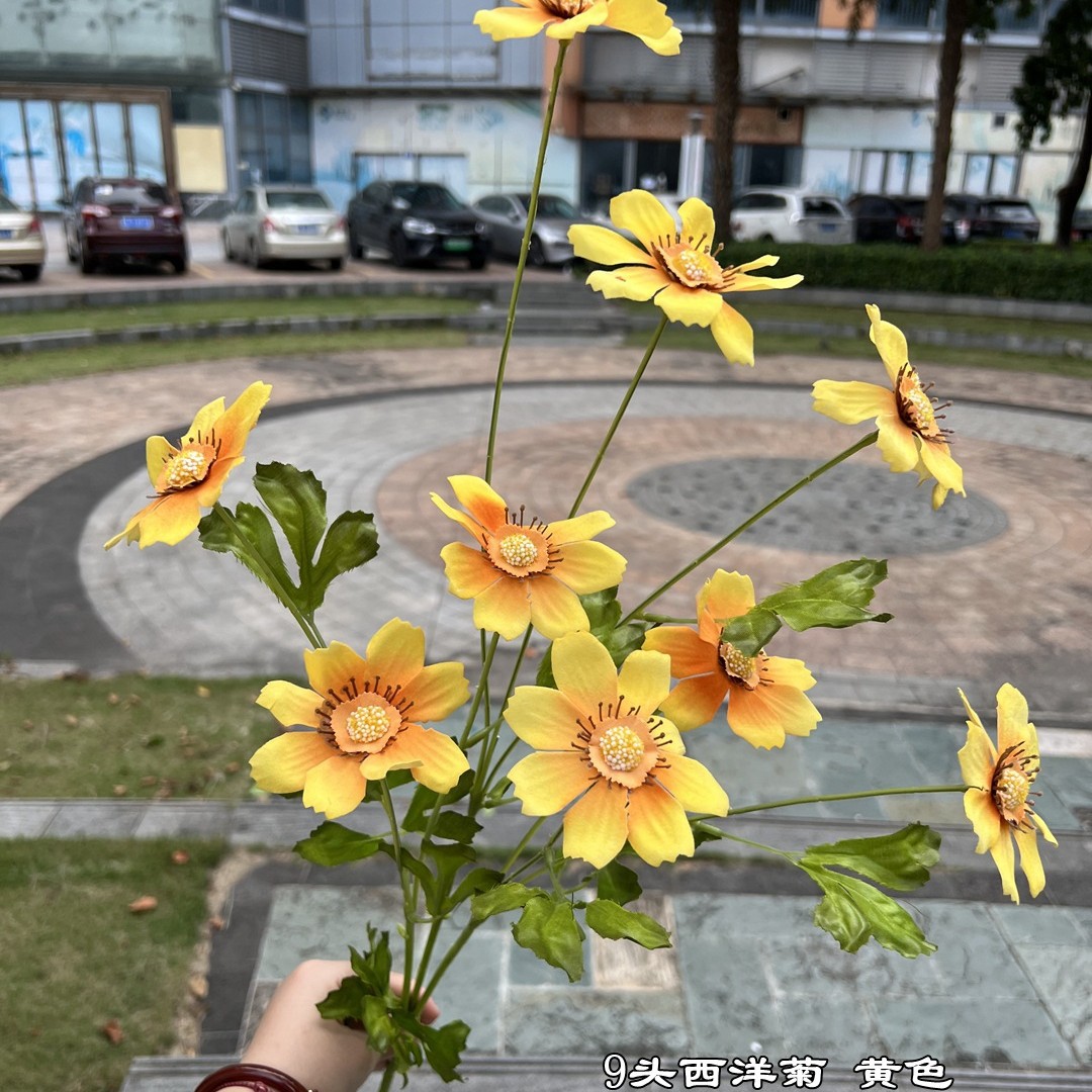 Nueva fábrica de flores artificiales de la boda amarillo leche amarillo limón amarillo fresco al aire libre Salón de la boda decoración flor falsa al por mayor