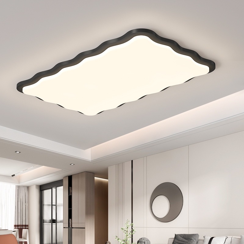 Luz principal de la sala de estar de viento de crema moderna y creativa onda de atmósfera lámpara de techo lámpara de protección de ojos toda la casa 2025 nueva