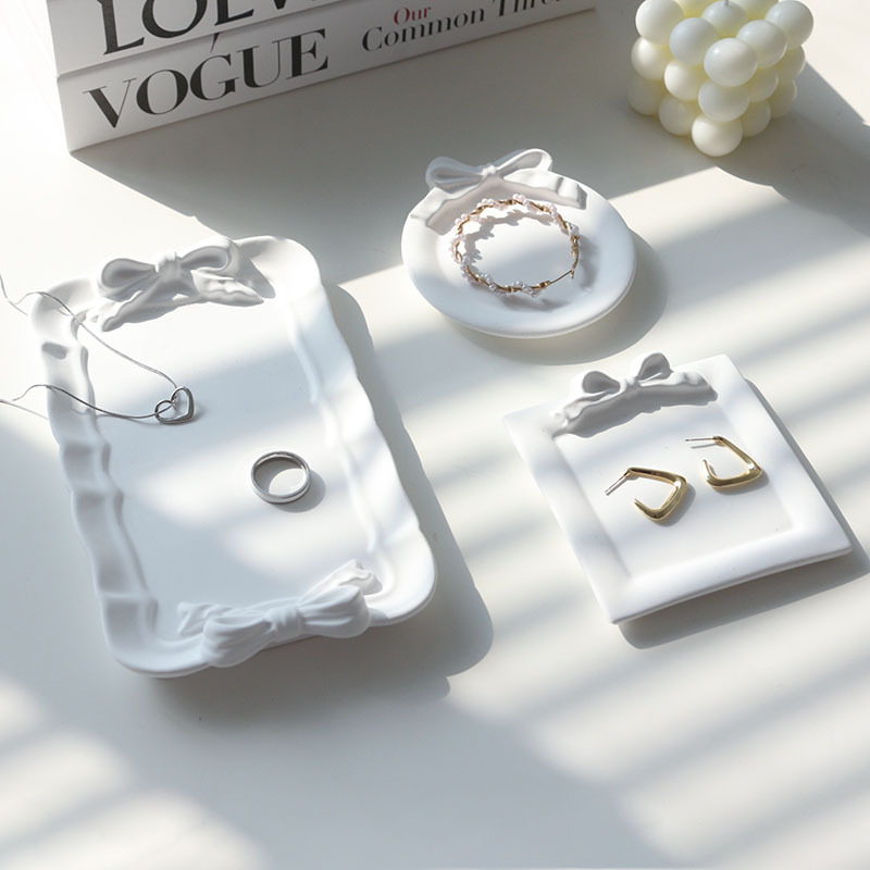 蝴蝶结石膏托盘ins网红拍照道具饰品香水陈列展示盘装饰摄影摆件