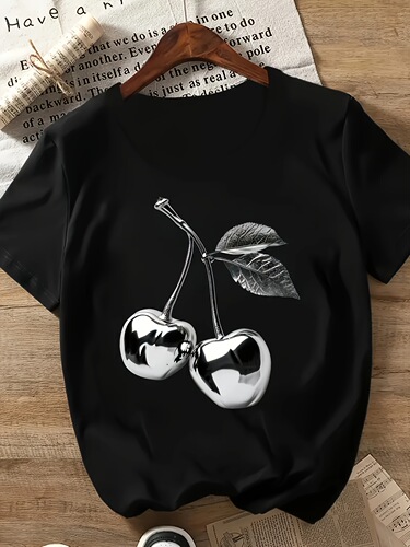Cherry Printed Casual T Shirts Cross-border Dropshipping