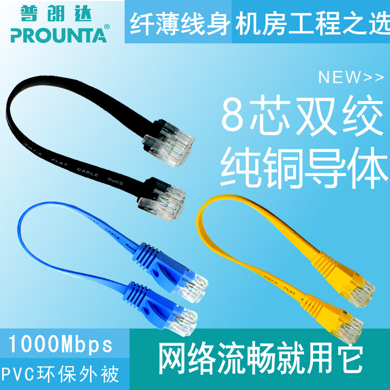 Category 6 Flat Network Cable Finished Gigabit Network Cable Cat6 Data Center Engineering Patch Cable Flat Cable Pure Copper Interface Cable Wholesale
