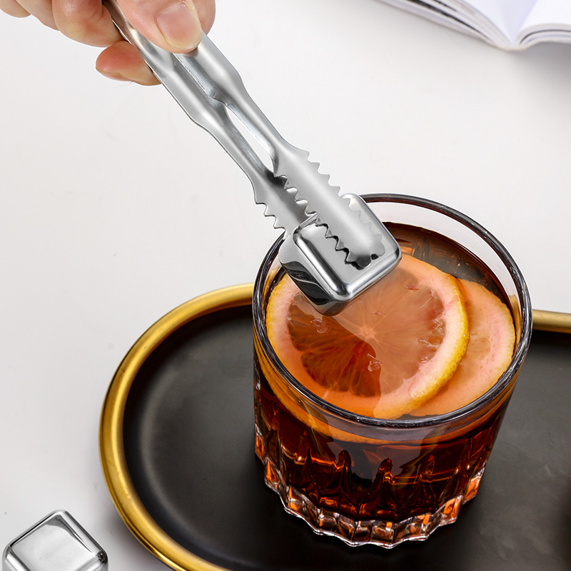 Stainless steel ice cube tongs food tongs barbecue tongs serving tongs bar ice cube tongs ice tongs sugar cube tongs