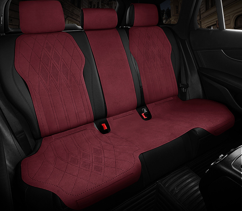 Car One-Piece Saddle Cushion, Universal for All Seasons, Suede Leather Perforated Breathable Seat Cushion, Seat Cover