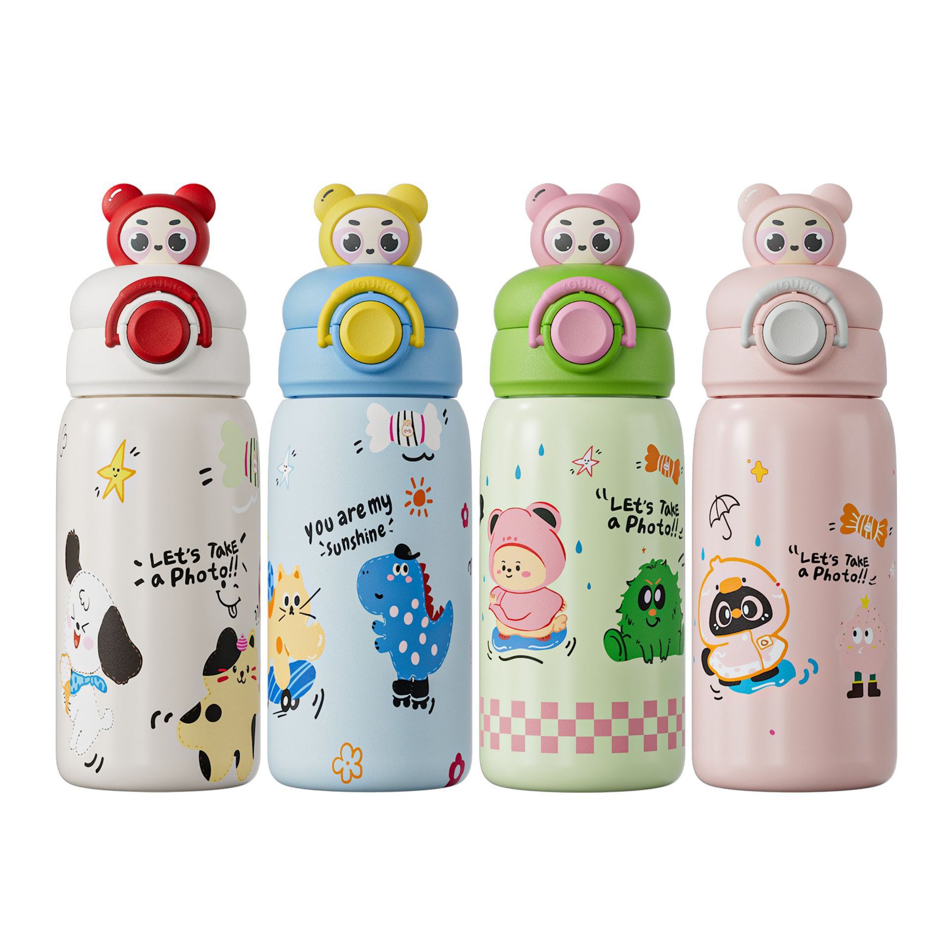 Impresión 3D de alto valor facial Taza de calor original muñeca de dibujos animados estudiantes taza de agua portátil creativa encantadora taza de paja para niños