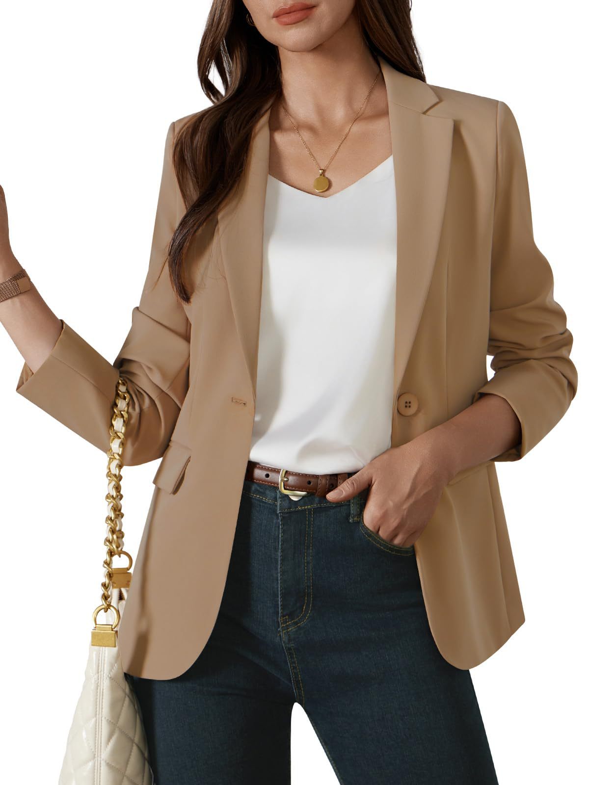 Fashionable Women's Single-button Blazer For Smart Office Wear_voghion.com