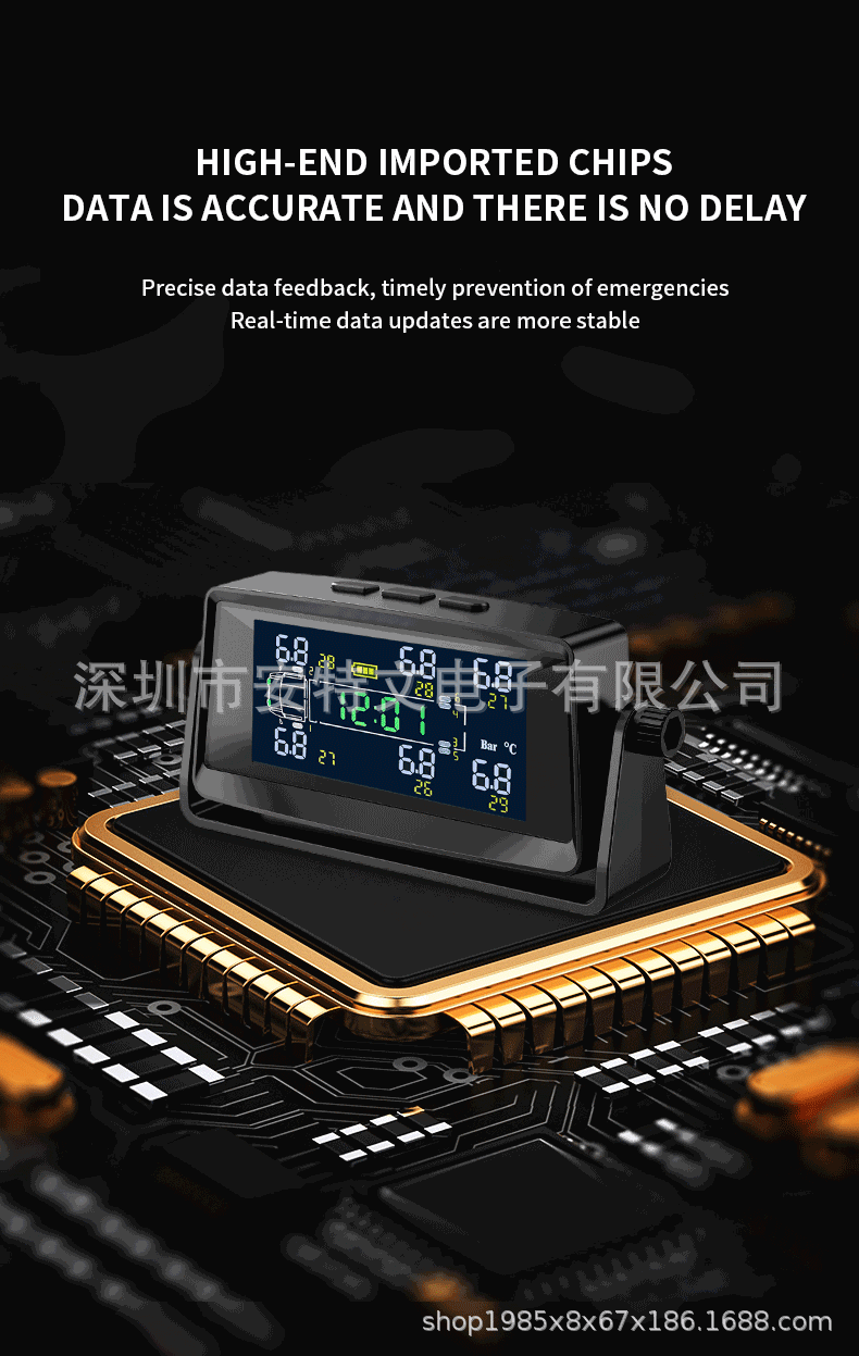 6-Wheel Truck, Light Truck, Heavy Truck, Rv Wireless Tire Pressure Monitor, Solar Tire Pressure and Temperature Display Tpms